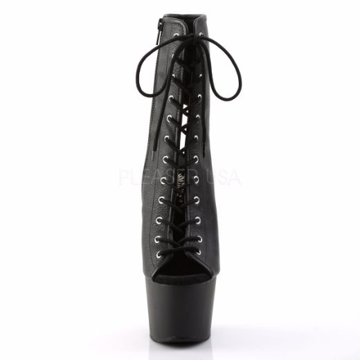 Product image of Pleaser Adore-1016 Black Faux Leather/Black Matte, 7 inch (17.8 cm) Heel, 2 3/4 inch (7 cm) Platform Ankle Boot