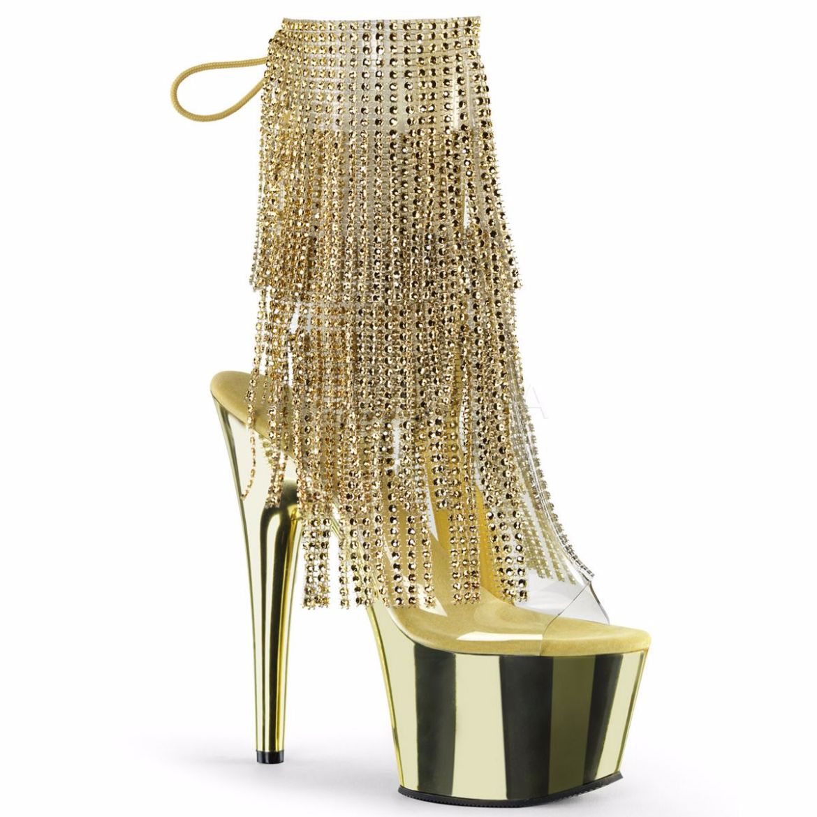 Product image of Pleaser Adore-1017Rsf Clear-Gold/Gold Chrome, 7 inch (17.8 cm) Heel, 2 3/4 inch (7 cm) Platform Ankle Boot