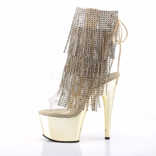 Product image of Pleaser Adore-1017Rsf Clear-Gold/Gold Chrome, 7 inch (17.8 cm) Heel, 2 3/4 inch (7 cm) Platform Ankle Boot