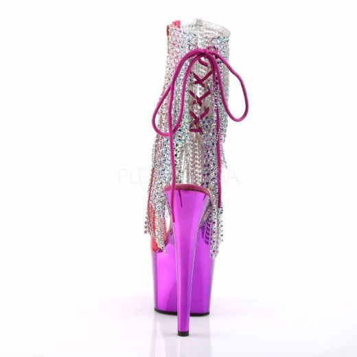 Product image of Pleaser Adore-1017Rsf Clear-Multi/Fuchsia Chrome, 7 inch (17.8 cm) Heel, 2 3/4 inch (7 cm) Platform Ankle Boot