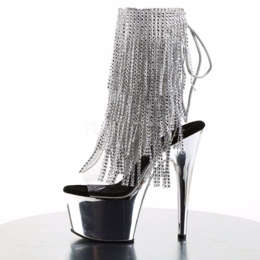 Product image of Pleaser Adore-1017Rsf Clear-Silver/Silver Chrome, 7 inch (17.8 cm) Heel, 2 3/4 inch (7 cm) Platform Ankle Boot