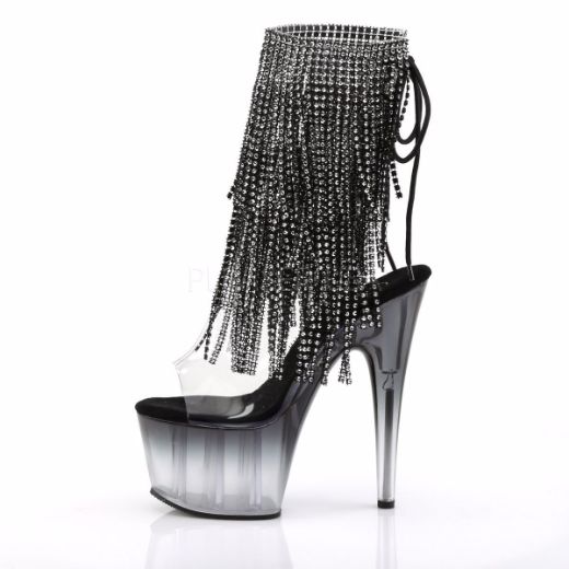 Product image of Pleaser Adore-1017Rsft Clear-Black/Black, 7 inch (17.8 cm) Heel, 2 3/4 inch (7 cm) Platform Ankle Boot