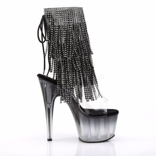 Product image of Pleaser Adore-1017Rsft Clear-Black/Black, 7 inch (17.8 cm) Heel, 2 3/4 inch (7 cm) Platform Ankle Boot