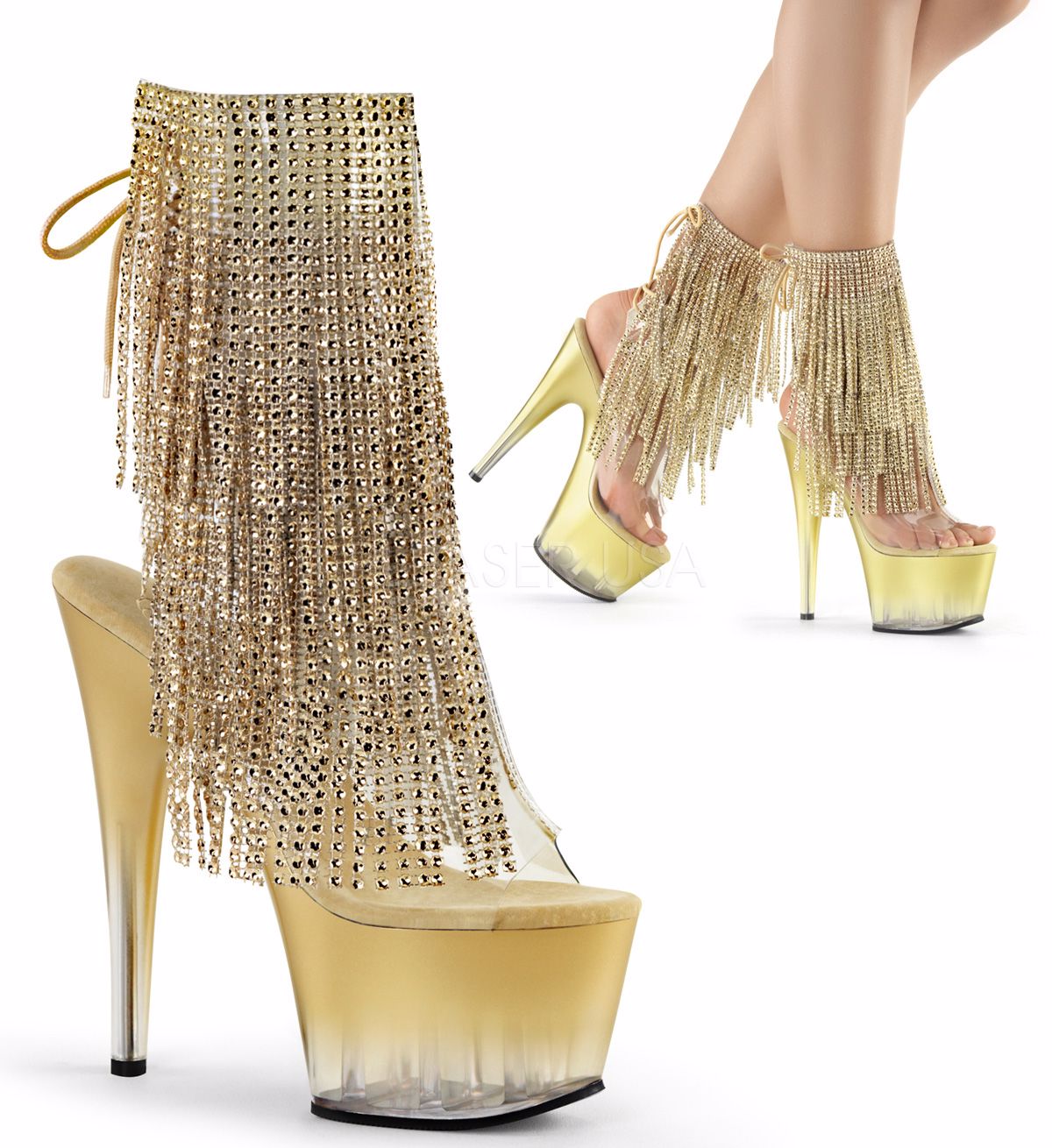 clear pleaser boots