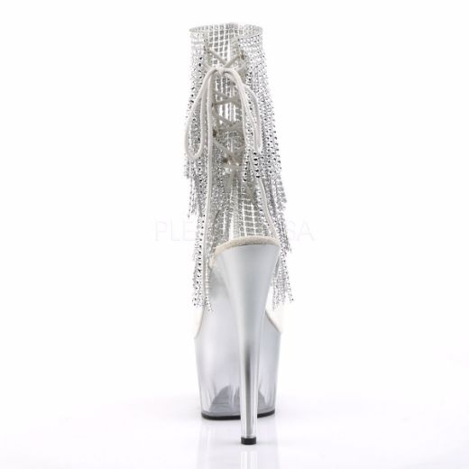 Product image of Pleaser Adore-1017Rsft Clear-Silver/Silver, 7 inch (17.8 cm) Heel, 2 3/4 inch (7 cm) Platform Ankle Boot