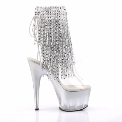 Product image of Pleaser Adore-1017Rsft Clear-Silver/Silver, 7 inch (17.8 cm) Heel, 2 3/4 inch (7 cm) Platform Ankle Boot