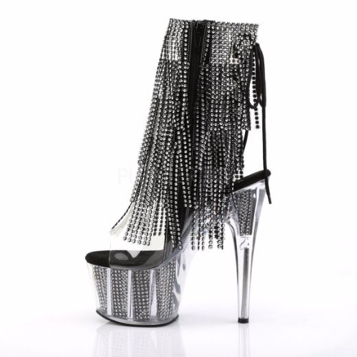 Product image of Pleaser Adore-1017Srs Clear-Black Rhinestone/Black Rhinestone, 7 inch (17.8 cm) Heel, 2 3/4 inch (7 cm) Platform Ankle Boot
