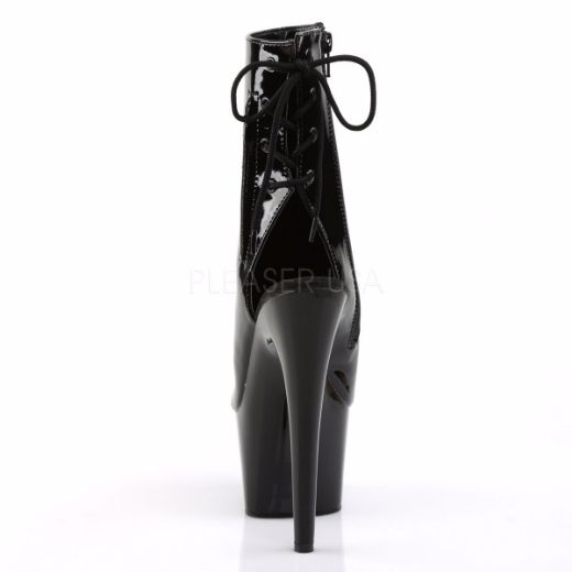 Product image of Pleaser Adore-1018 Black Patent/Black, 7 inch (17.8 cm) Heel, 2 3/4 inch (7 cm) Platform Ankle Boot