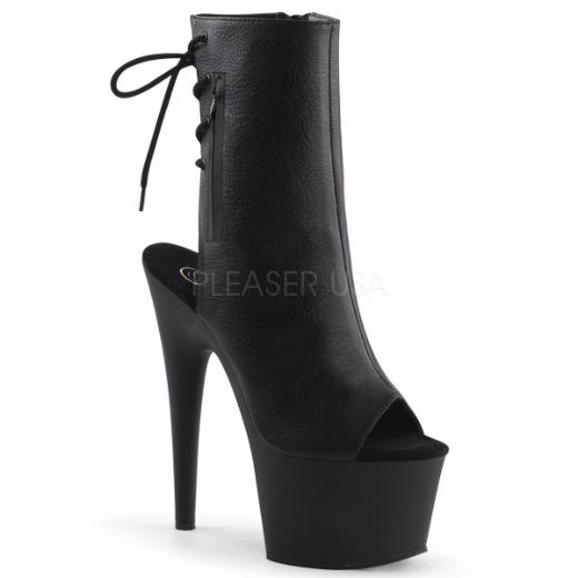 Product image of Pleaser Adore-1018 Black Faux Leather/Black Matte, 7 inch (17.8 cm) Heel, 2 3/4 inch (7 cm) Platform Ankle Boot