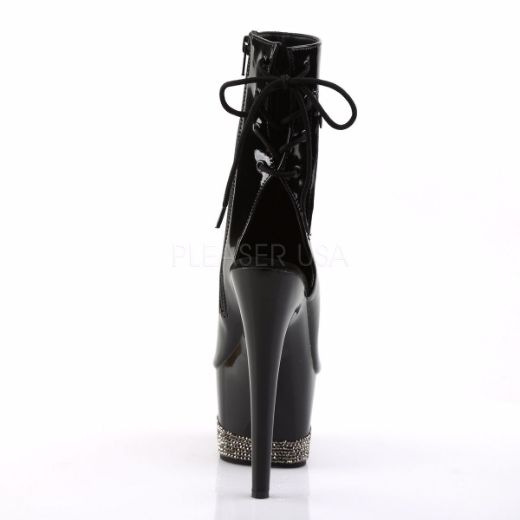 Product image of Pleaser Adore-1018-3 Black/Black-Pewter Rhinestone, 7 inch (17.8 cm) Heel, 2 3/4 inch (7 cm) Platform Ankle Boot