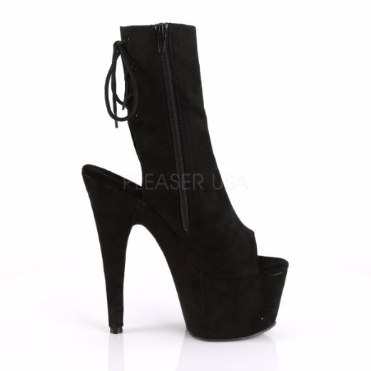 Product image of Pleaser Adore-1018Fs Black Faux Suede/Black Suede, 7 inch (17.8 cm) Heel, 2 3/4 inch (7 cm) Platform Ankle Boot