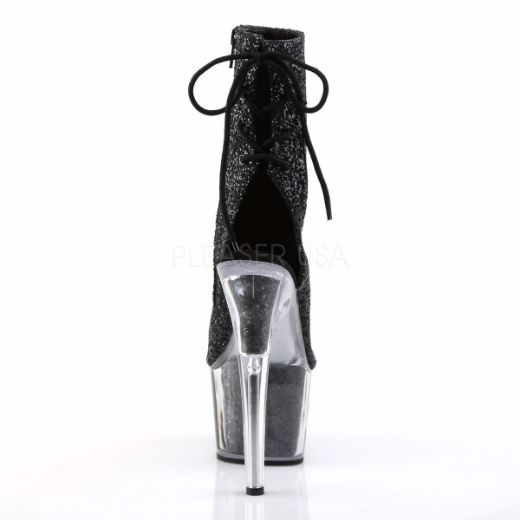 Product image of Pleaser Adore-1018G Black Glitter/Black Glitter, 7 inch (17.8 cm) Heel, 2 3/4 inch (7 cm) Platform Ankle Boot