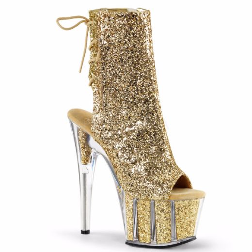 Product image of Pleaser Adore-1018G Gold Glitter/Gold Glitter, 7 inch (17.8 cm) Heel, 2 3/4 inch (7 cm) Platform Ankle Boot