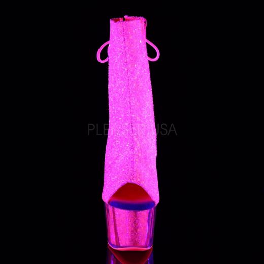 Product image of Pleaser Adore-1018G Neon Pink Glitter/Neon Pink Glitter, 7 inch (17.8 cm) Heel, 2 3/4 inch (7 cm) Platform Ankle Boot