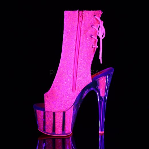 Product image of Pleaser Adore-1018G Neon Pink Glitter/Neon Pink Glitter, 7 inch (17.8 cm) Heel, 2 3/4 inch (7 cm) Platform Ankle Boot