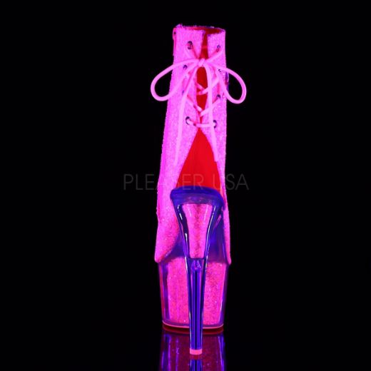 Product image of Pleaser Adore-1018G Neon Pink Glitter/Neon Pink Glitter, 7 inch (17.8 cm) Heel, 2 3/4 inch (7 cm) Platform Ankle Boot