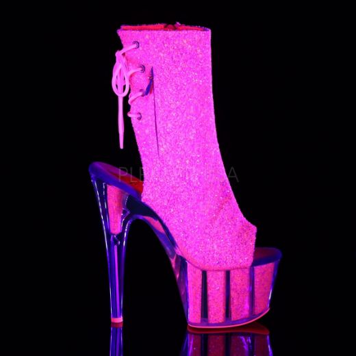 Product image of Pleaser Adore-1018G Neon Pink Glitter/Neon Pink Glitter, 7 inch (17.8 cm) Heel, 2 3/4 inch (7 cm) Platform Ankle Boot