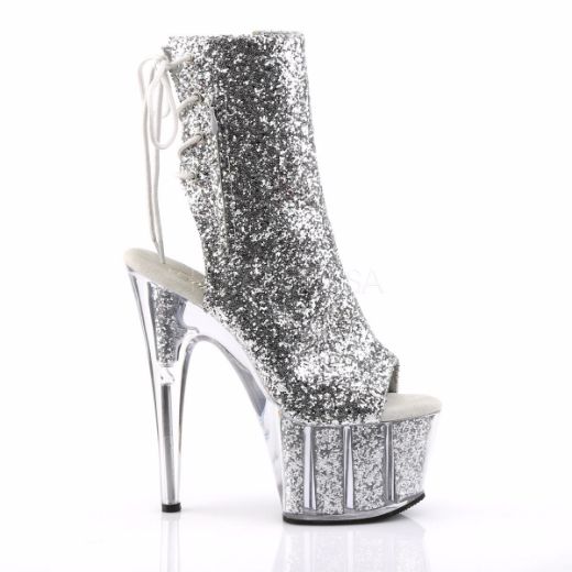 Product image of Pleaser Adore-1018G Silver Glitter/Silver Glitter, 7 inch (17.8 cm) Heel, 2 3/4 inch (7 cm) Platform Ankle Boot