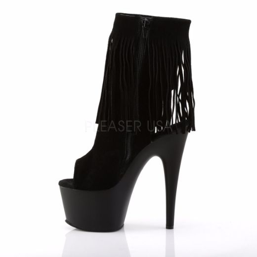 Product image of Pleaser Adore-1019 Black Suede/Black Matte, 7 inch (17.8 cm) Heel, 2 3/4 inch (7 cm) Platform Ankle Boot
