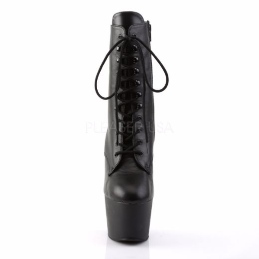 Product image of Pleaser Adore-1020 Black Leather/Black, 7 inch (17.8 cm) Heel, 2 3/4 inch (7 cm) Platform Ankle Boot