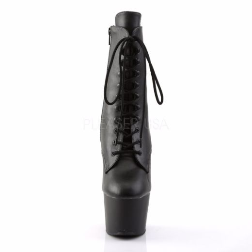 Product image of Pleaser Adore-1020 Black Faux Leather/Black Matte, 7 inch (17.8 cm) Heel, 2 3/4 inch (7 cm) Platform Ankle Boot