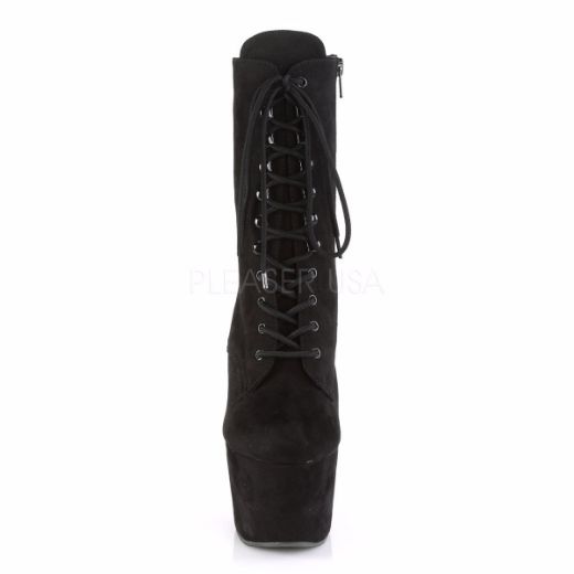 Product image of Pleaser Adore-1020Fs Black Faux Suede/Black Faux Suede, 7 inch (17.8 cm) Heel, 2 3/4 inch (7 cm) Platform Ankle Boot