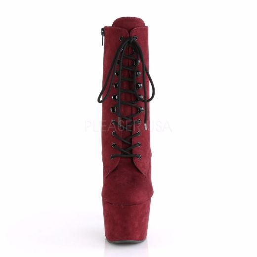 Product image of Pleaser Adore-1020Fs Burgundy Faux Suede/Burgundy Faux Suede, 7 inch (17.8 cm) Heel, 2 3/4 inch (7 cm) Platform Ankle Boot