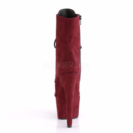 Product image of Pleaser Adore-1020Fs Burgundy Faux Suede/Burgundy Faux Suede, 7 inch (17.8 cm) Heel, 2 3/4 inch (7 cm) Platform Ankle Boot