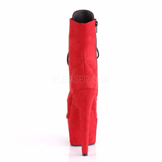 Product image of Pleaser Adore-1020Fs Red Faux Suede/Red Faux Suede, 7 inch (17.8 cm) Heel, 2 3/4 inch (7 cm) Platform Ankle Boot