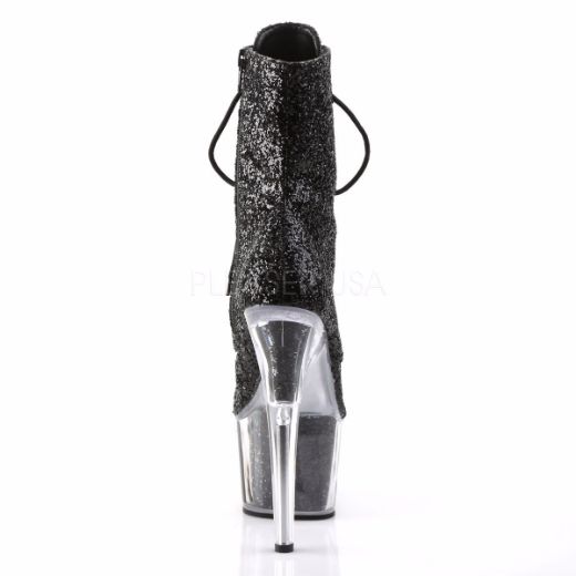 Product image of Pleaser Adore-1020G Black Glitter/Black Glitter, 7 inch (17.8 cm) Heel, 2 3/4 inch (7 cm) Platform Ankle Boot