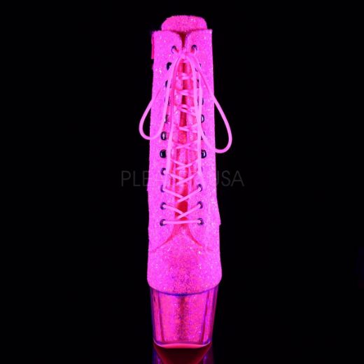 Product image of Pleaser Adore-1020G Neon Pink Glitter/Neon Pink Glitter, 7 inch (17.8 cm) Heel, 2 3/4 inch (7 cm) Platform Ankle Boot