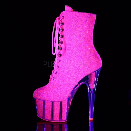 Product image of Pleaser Adore-1020G Neon Pink Glitter/Neon Pink Glitter, 7 inch (17.8 cm) Heel, 2 3/4 inch (7 cm) Platform Ankle Boot