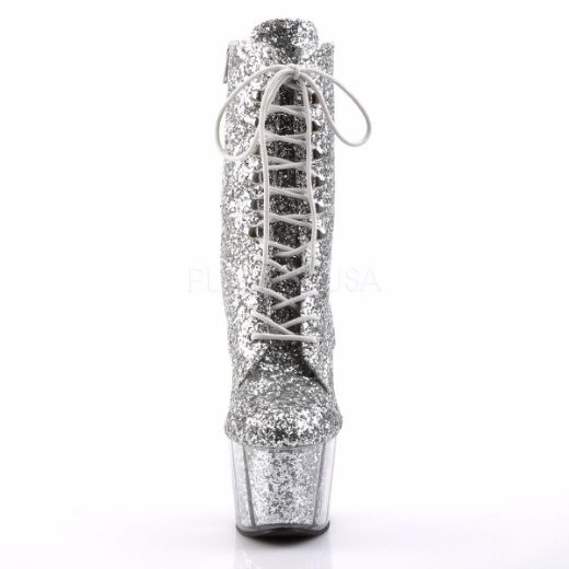 Product image of Pleaser Adore-1020G Silver Glitter/Silver Glitter, 7 inch (17.8 cm) Heel, 2 3/4 inch (7 cm) Platform Ankle Boot