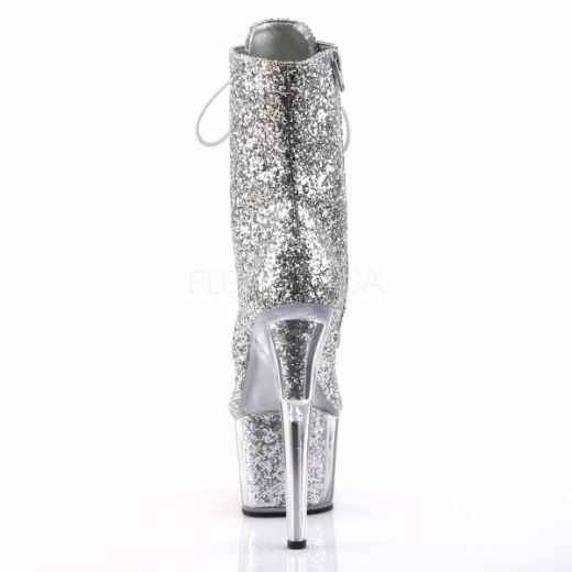 Product image of Pleaser Adore-1020G Silver Glitter/Silver Glitter, 7 inch (17.8 cm) Heel, 2 3/4 inch (7 cm) Platform Ankle Boot