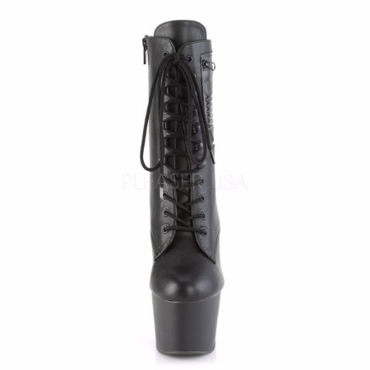 Product image of Pleaser Adore-1020Pk Black Faux Leather/Black Matte, 7 inch (17.8 cm) Heel, 2 3/4 inch (7 cm) Platform Ankle Boot