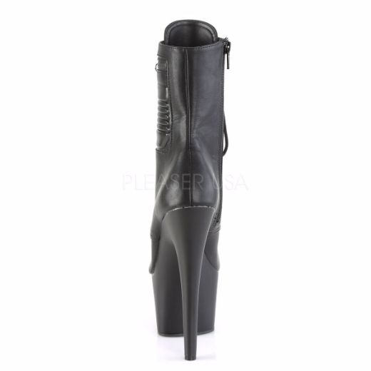 Product image of Pleaser Adore-1020Pk Black Faux Leather/Black Matte, 7 inch (17.8 cm) Heel, 2 3/4 inch (7 cm) Platform Ankle Boot