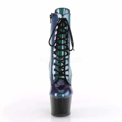 Product image of Pleaser Adore-1020Shg Purple-Green/Black, 7 inch (17.8 cm) Heel, 2 3/4 inch (7 cm) Platform Ankle Boot