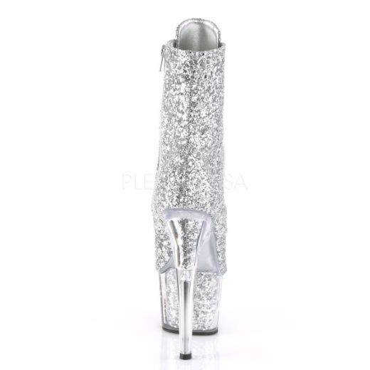 Product image of Pleaser Adore-1021G Silver Glitter/Silver Gliteer, 7 inch (17.8 cm) Heel, 2 3/4 inch (7 cm) Platform Ankle Boot