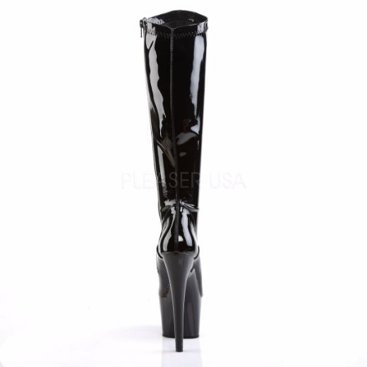 Product image of Pleaser Adore-2000 Black Stretch Patent/Black , 7 inch (17.8 cm) Heel, 2 3/4 inch (7 cm) Platform Knee High Boot