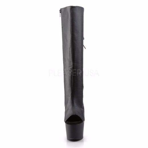 Product image of Pleaser Adore-2018 Black Faux Leather/Black Matte, 7 inch (17.8 cm) Heel. 2 3/4 inch (7 cm) Platform Knee High Boot