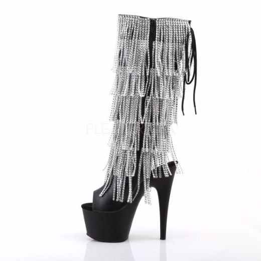Product image of Pleaser Adore-2024Rsf Black Stretch Faux Leather/Black Matte, 7 inch (17.8 cm) Heel. 2 3/4 inch (7 cm) Platform Knee High Boot