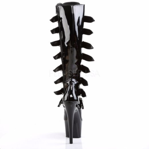 Product image of Pleaser Adore-2043 Black Patent/Black, 7 inch (17.8 cm) Heel, 2 3/4 inch (7 cm) Platform Knee High Boot