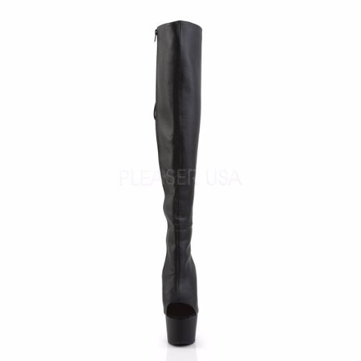 Product image of Pleaser Adore-3019 Black Faux Leather/Black Matte, 7 inch (17.8 cm) Heel, 2 3/4 inch (7 cm) Platform Thigh High Boot