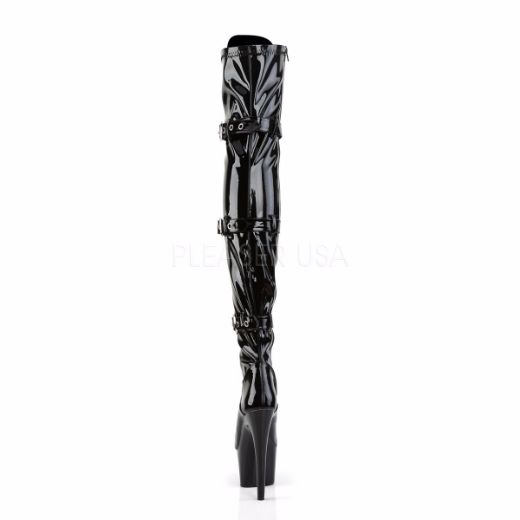 Product image of Pleaser Adore-3028 Black Stretch Patent/Black, 7 inch (17.8 cm) Heel, 2 3/4 inch (7 cm) Platform Thigh High Boot