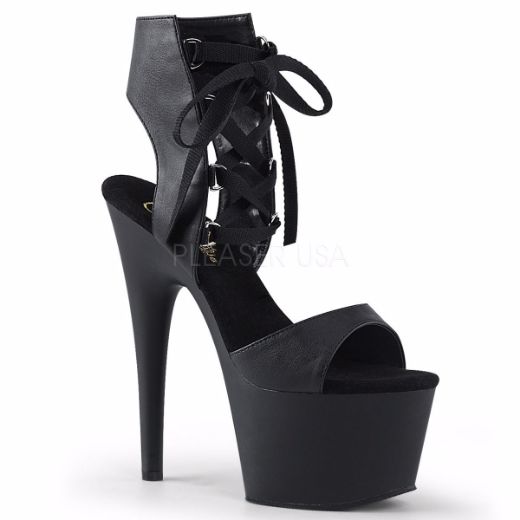 Product image of Pleaser Adore-700-14 Black Faux Leather/Black Matte, 7 inch (17.8 cm) Heel, 2 3/4 inch (7 cm) Platform Sandal Shoes