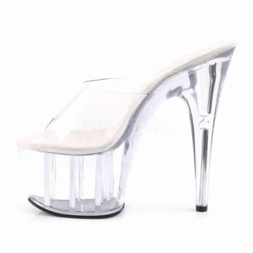 Product image of Pleaser Adore-701 Clear/Clear, 7 inch (17.8 cm) Heel, 2 3/4 inch (7 cm) Platform Slide Mule Shoes