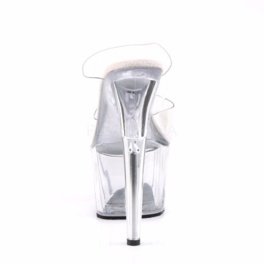 Product image of Pleaser Adore-702 Clear/Clear, 7 inch (17.8 cm) Heel, 2 3/4 inch (7 cm) Platform Slide Mule Shoes