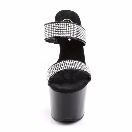 Product image of Pleaser Adore-702-2 Black/Black, 7 inch (17.8 cm) Heel, 2 3/4 inch (7 cm) Platform Slide Mule Shoes