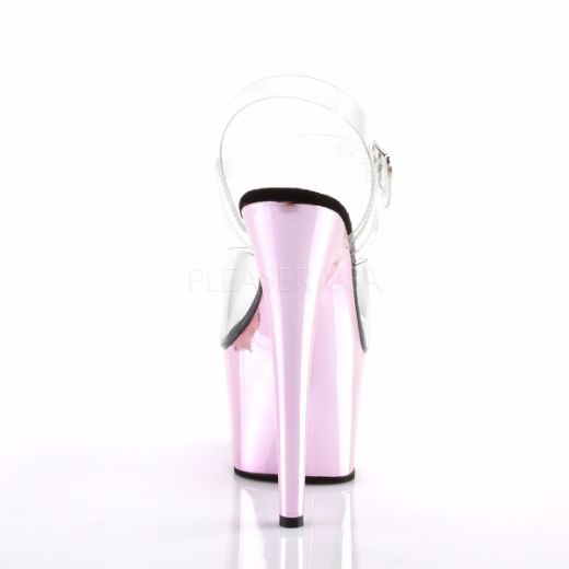 Product image of Pleaser Adore-708 Clear/Baby Pink Chrome, 7 inch (17.8 cm) Heel, 2 3/4 inch (7 cm) Platform Sandal Shoes