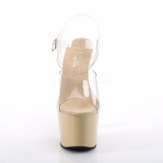 Product image of Pleaser Adore-708 Clear/Cream, 7 inch (17.8 cm) Heel, 2 3/4 inch (7 cm) Platform Sandal Shoes